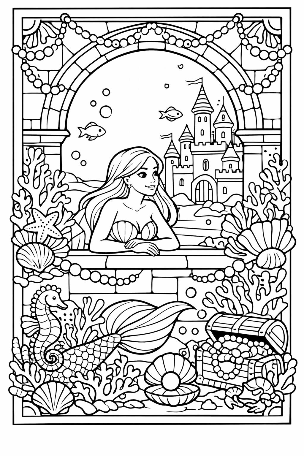 mermaid quote coloring page | inspirational sea message | uplifting fantasy artwork