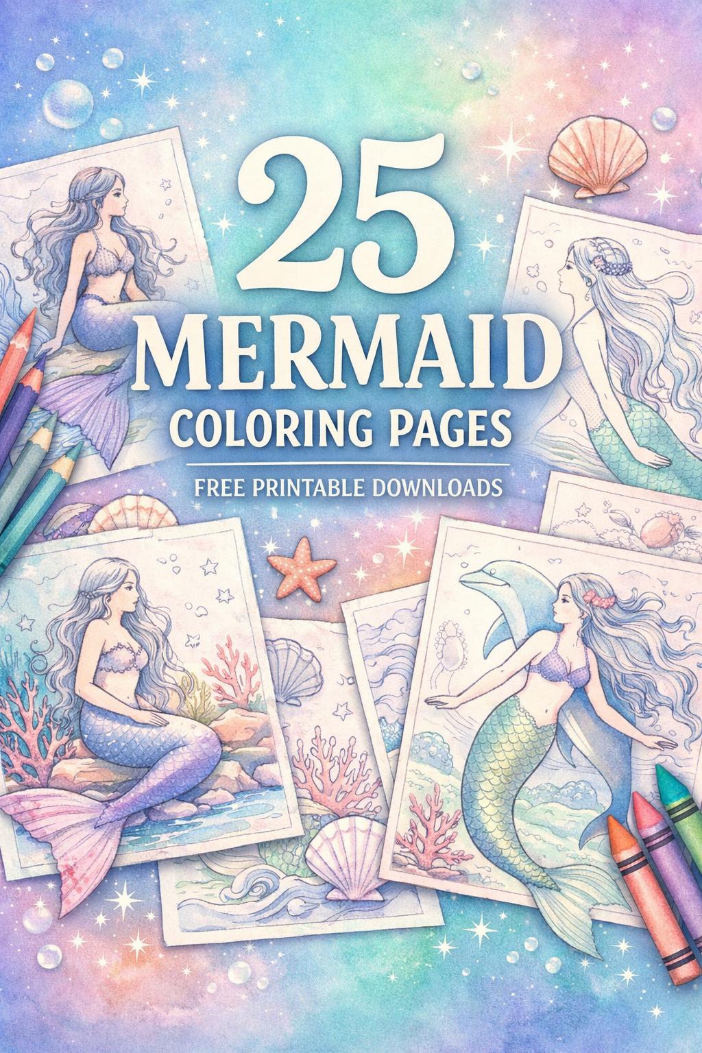mermaid coloring page | magical mermaid illustration | fantasy coloring sheet