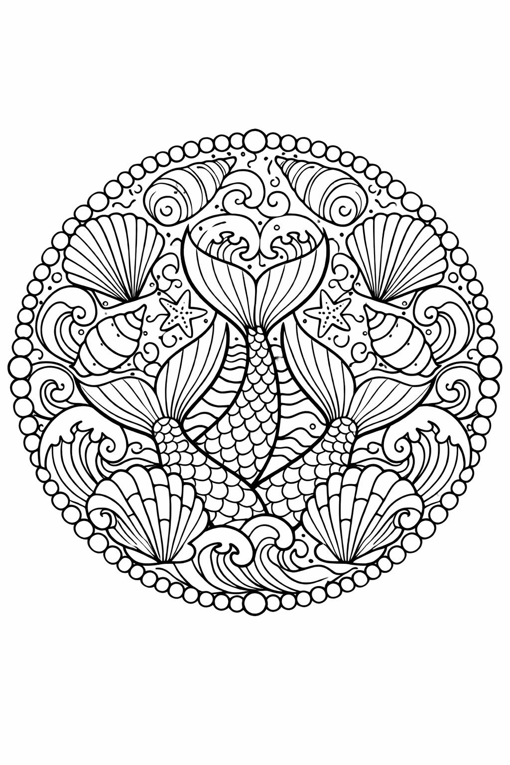 tropical mermaid coloring page | island sea princess | relaxing ocean scene