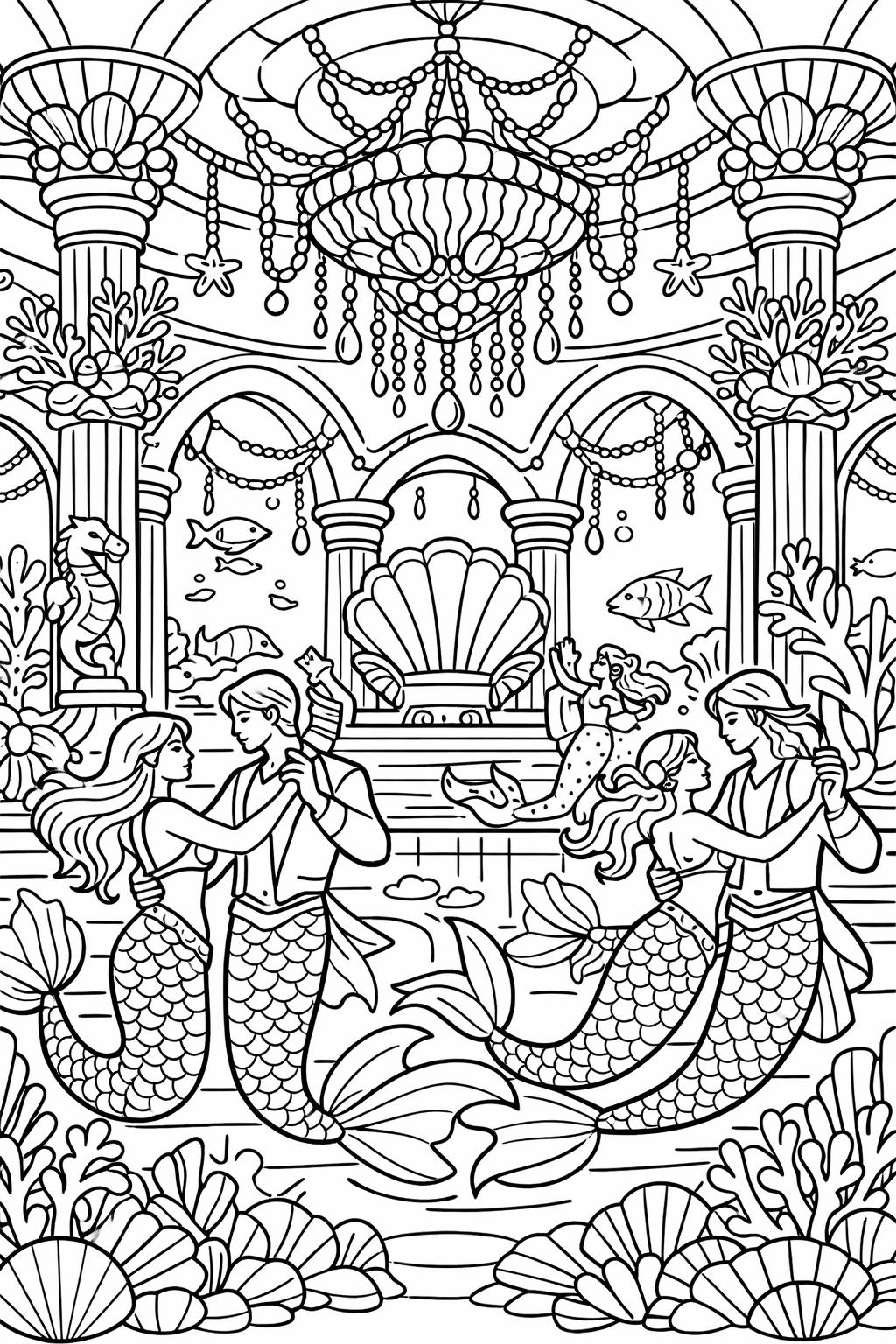 baby mermaid coloring page | cute tiny mermaid | playful underwater design