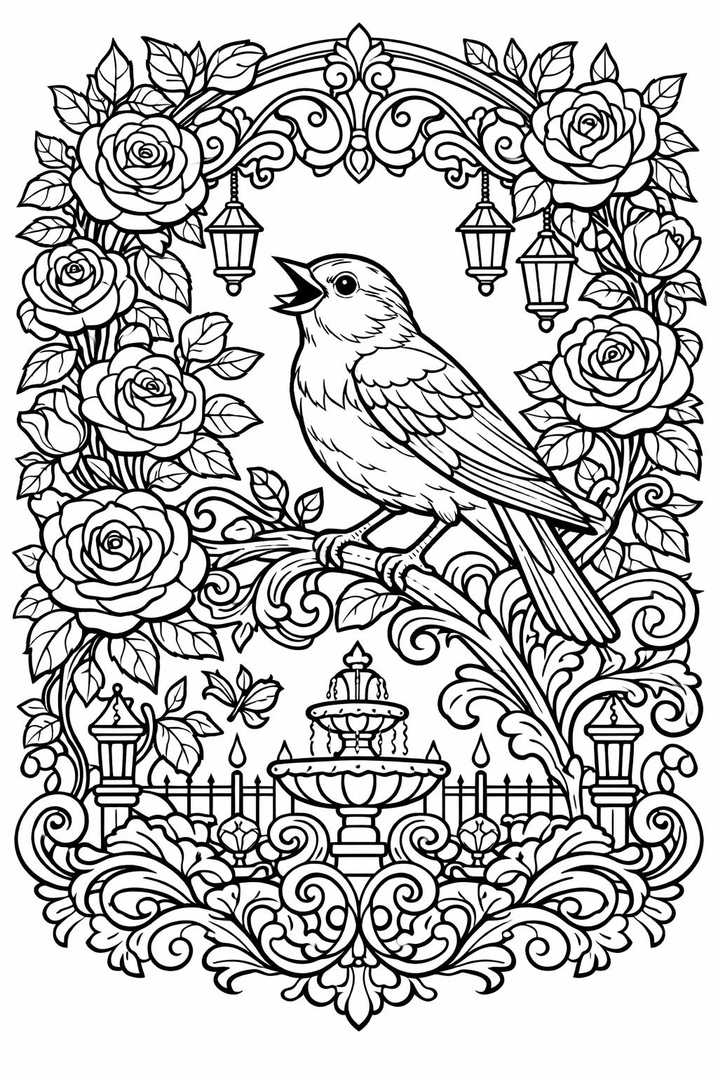 crow coloring page | dark bird illustration | detailed wildlife design