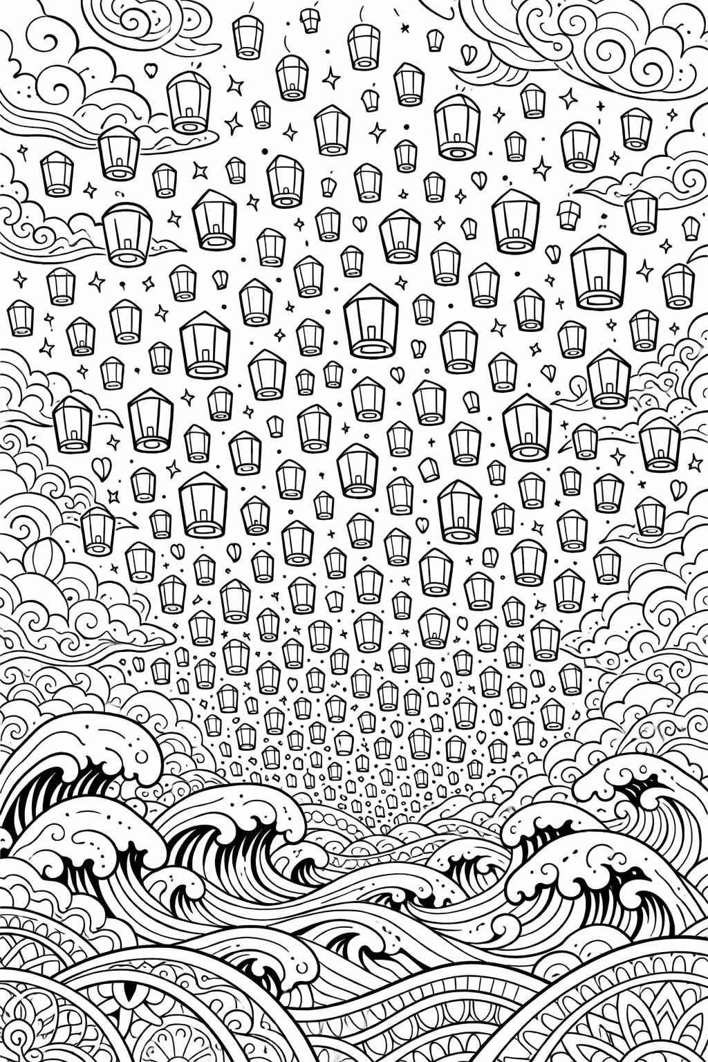 surreal coloring page | imaginative abstract artwork | psychedelic coloring sheet