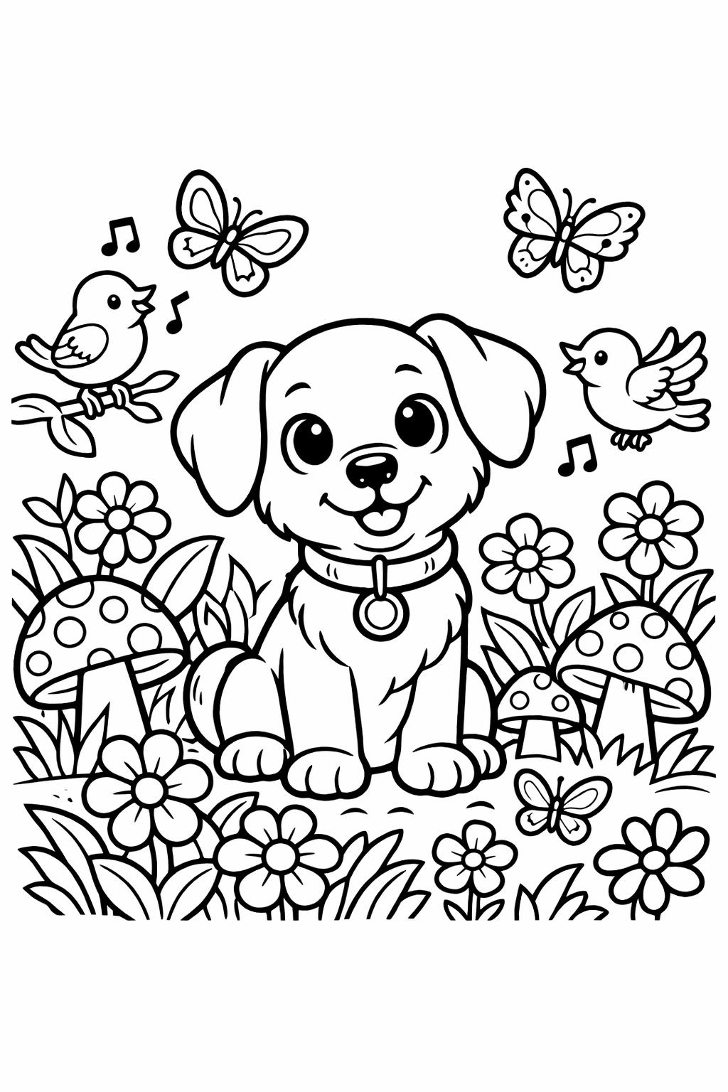 realistic dog coloring page | detailed canine illustration | animal coloring page