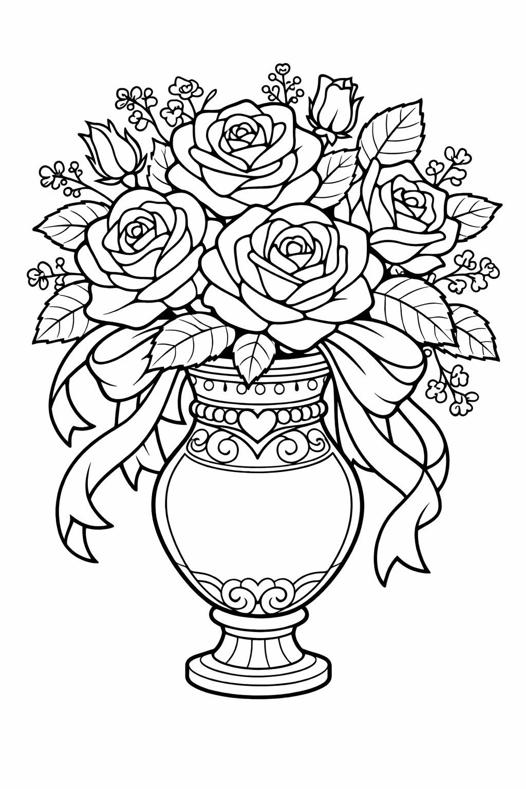 decorative rose coloring page | artistic floral pattern | detailed flower artwork