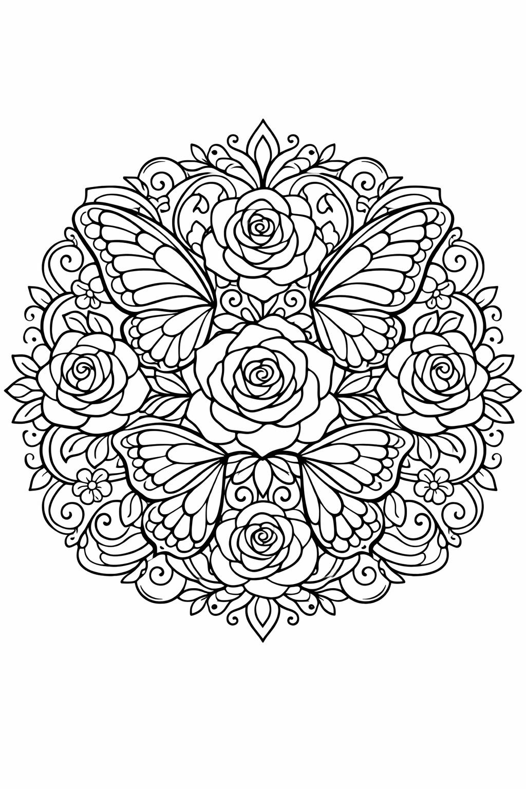 rose wreath coloring page | circular flower arrangement | decorative floral sheet
