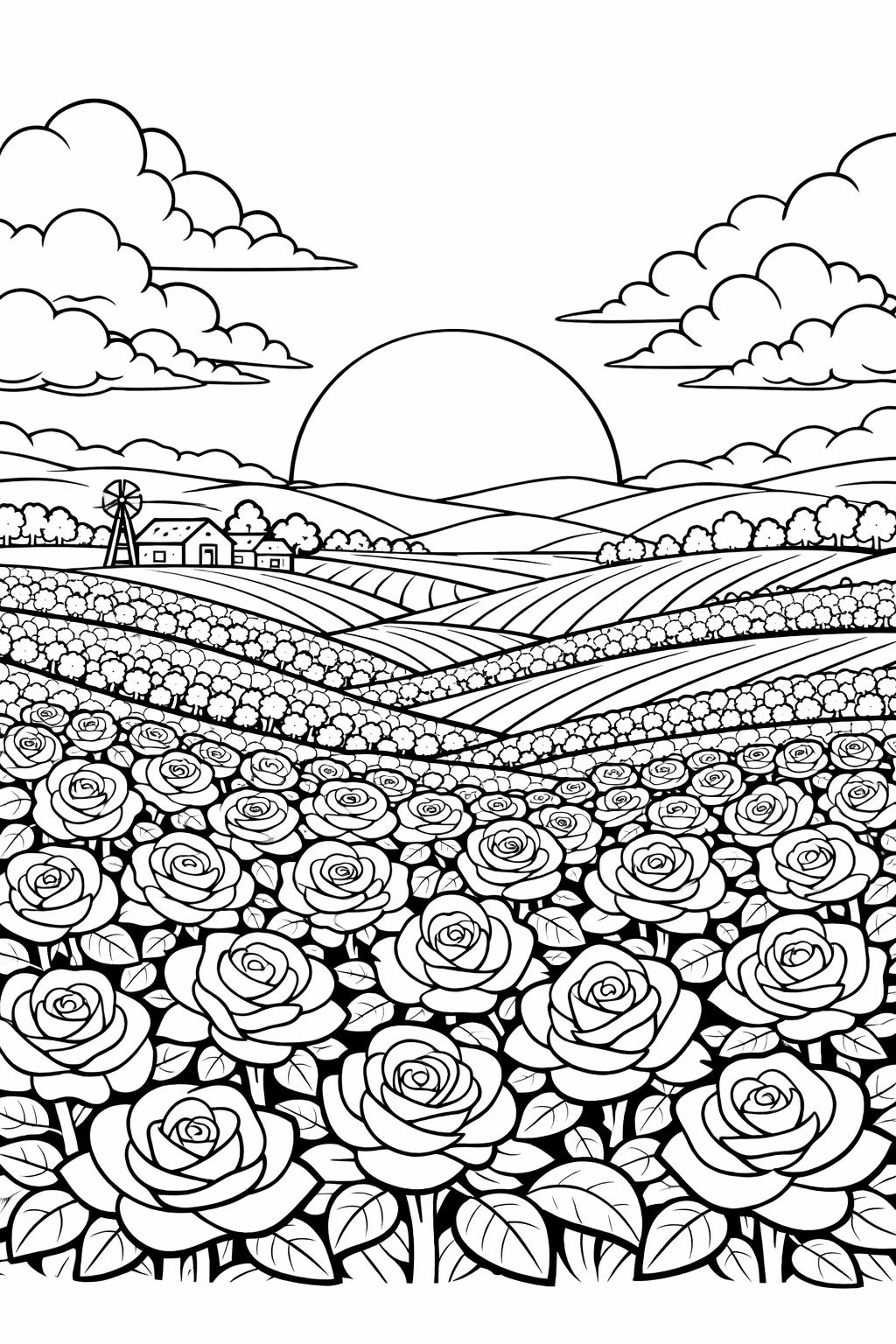 rose doodle coloring page | playful floral sketches | creative coloring sheet