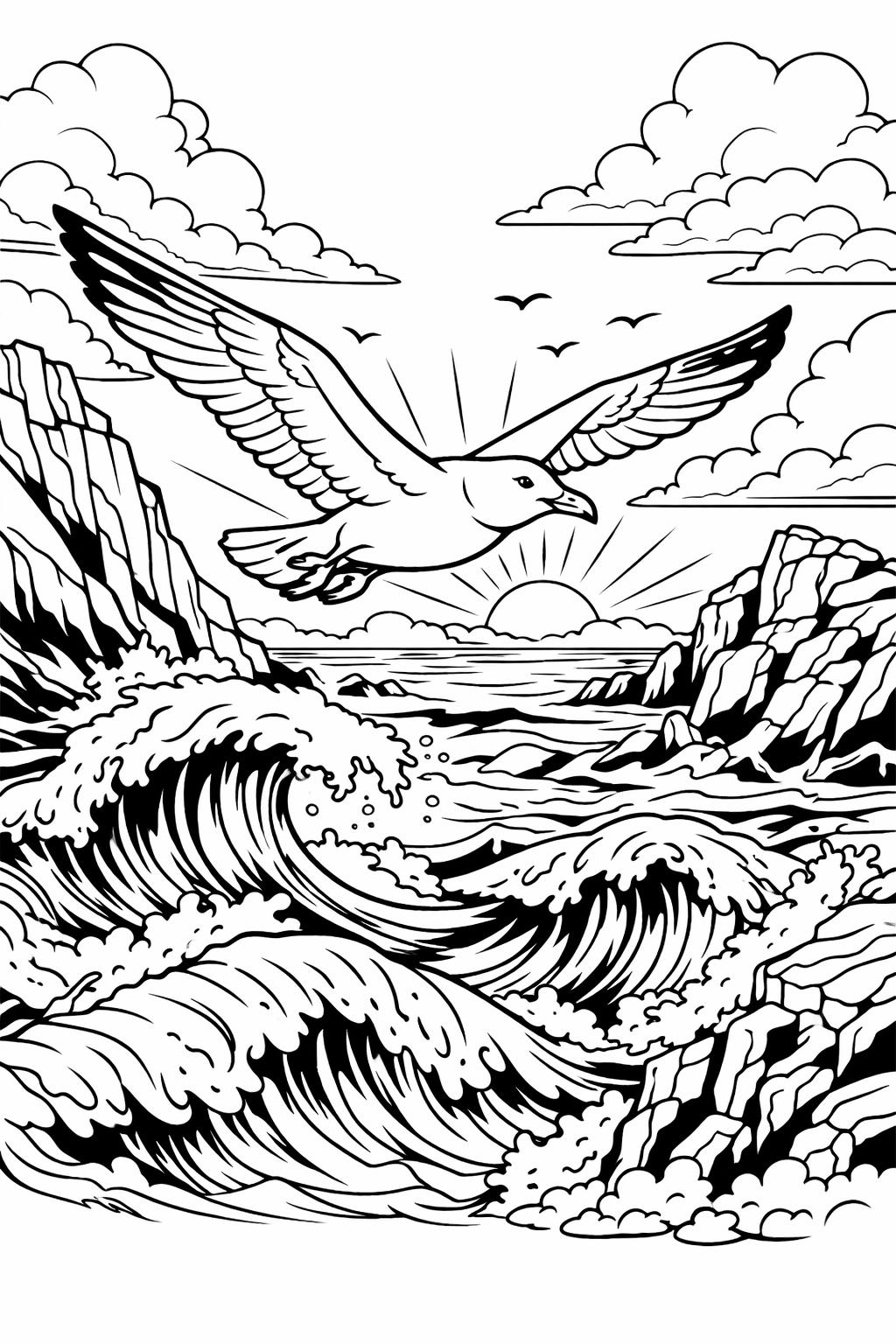 exotic bird coloring page | tropical feather design | decorative bird artwork