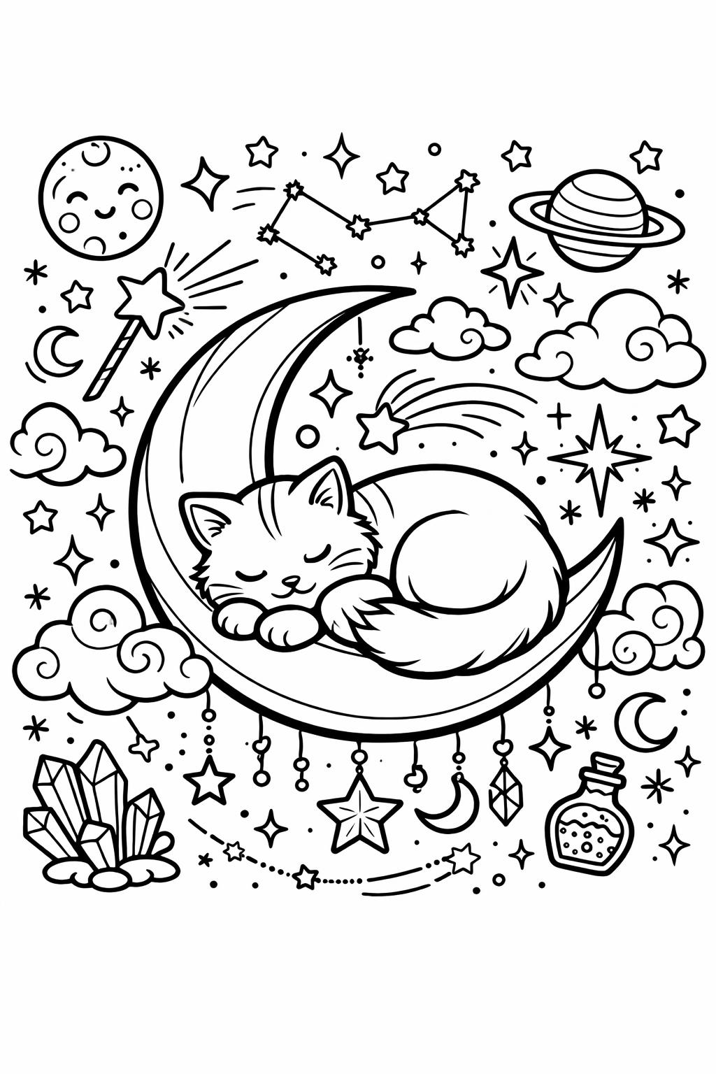 kitten coloring page | adorable baby cat | playful pet artwork