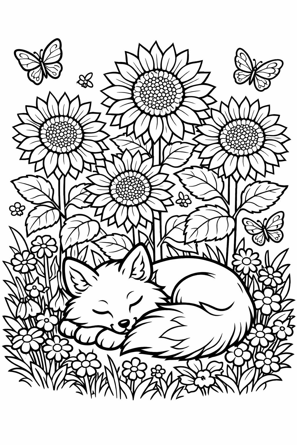 blooming sunflower coloring page | detailed flower petals | relaxing botanical illustration