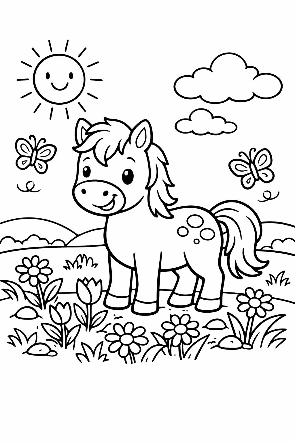 running horse coloring page | galloping horse illustration | dynamic nature artwork