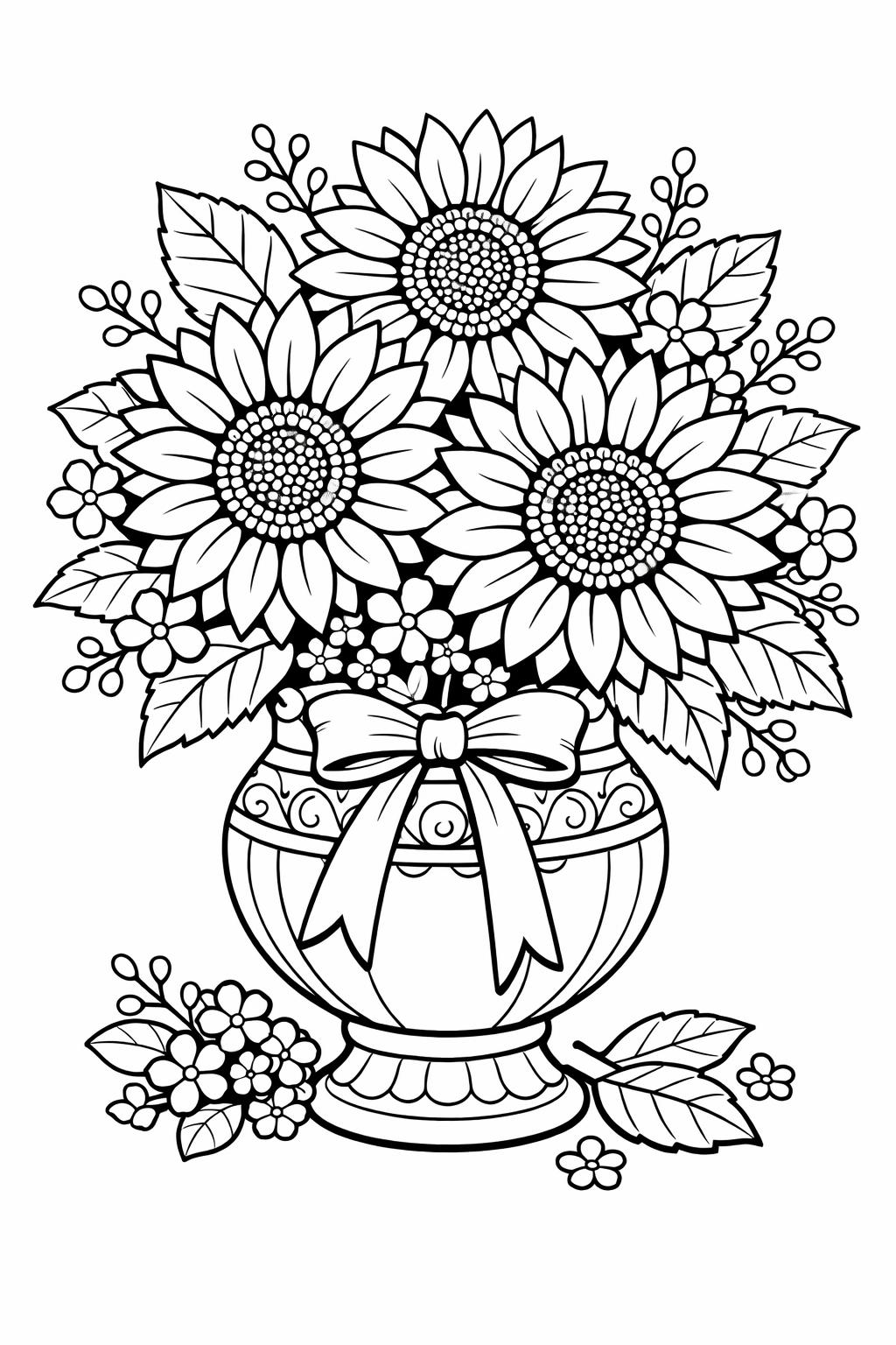 giant sunflower coloring page | large flower illustration | bold floral design