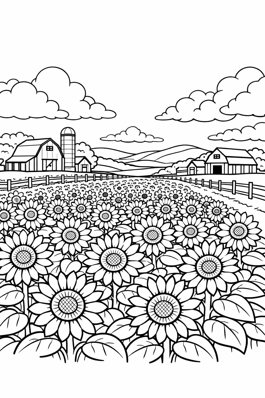 sunflower vase coloring page | flower arrangement illustration | cozy floral artwork