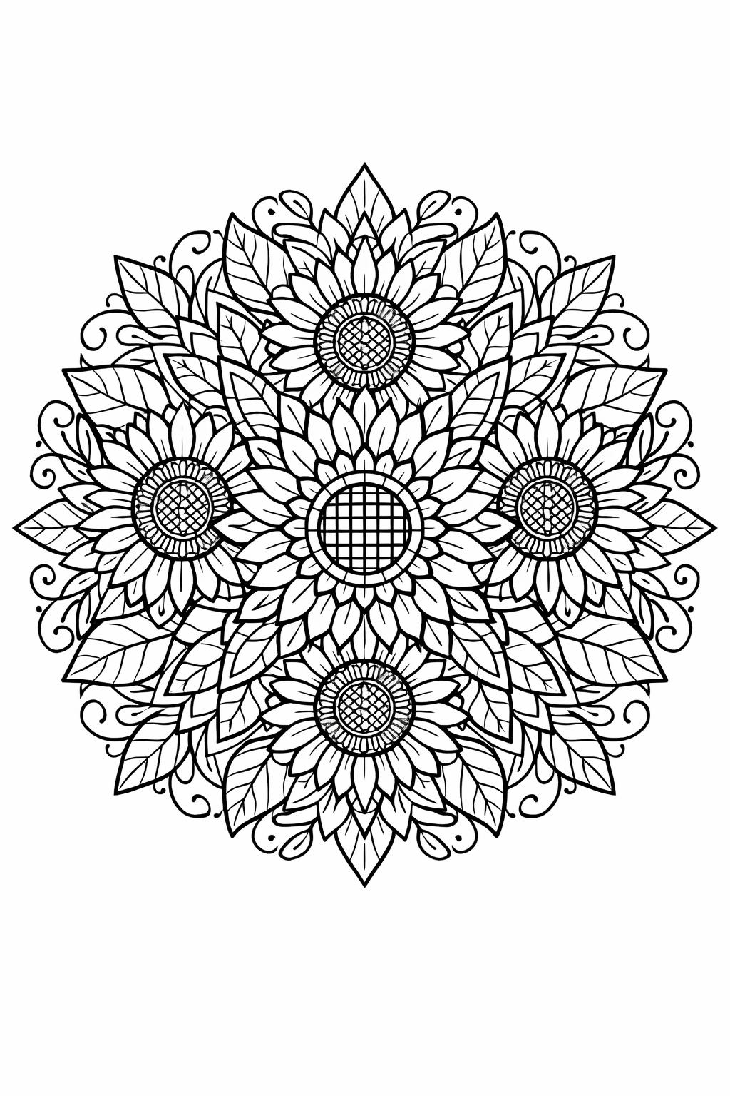 smiling sunflower coloring page | happy flower illustration | playful floral design