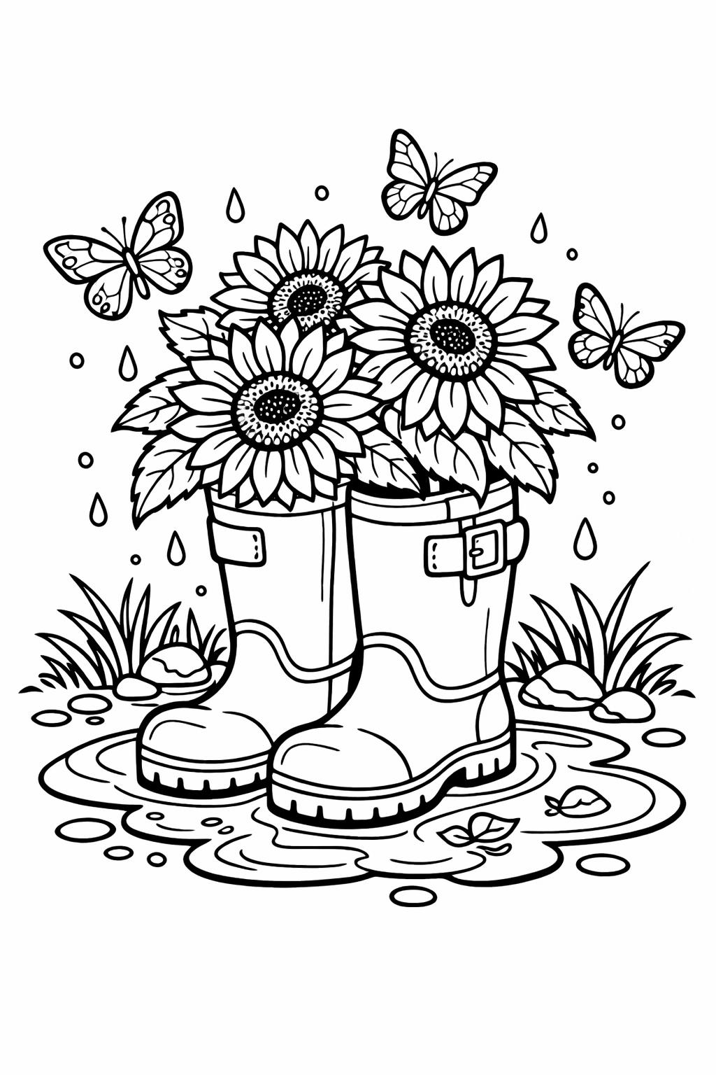 sunflower wreath coloring page | circular flower arrangement | decorative coloring sheet