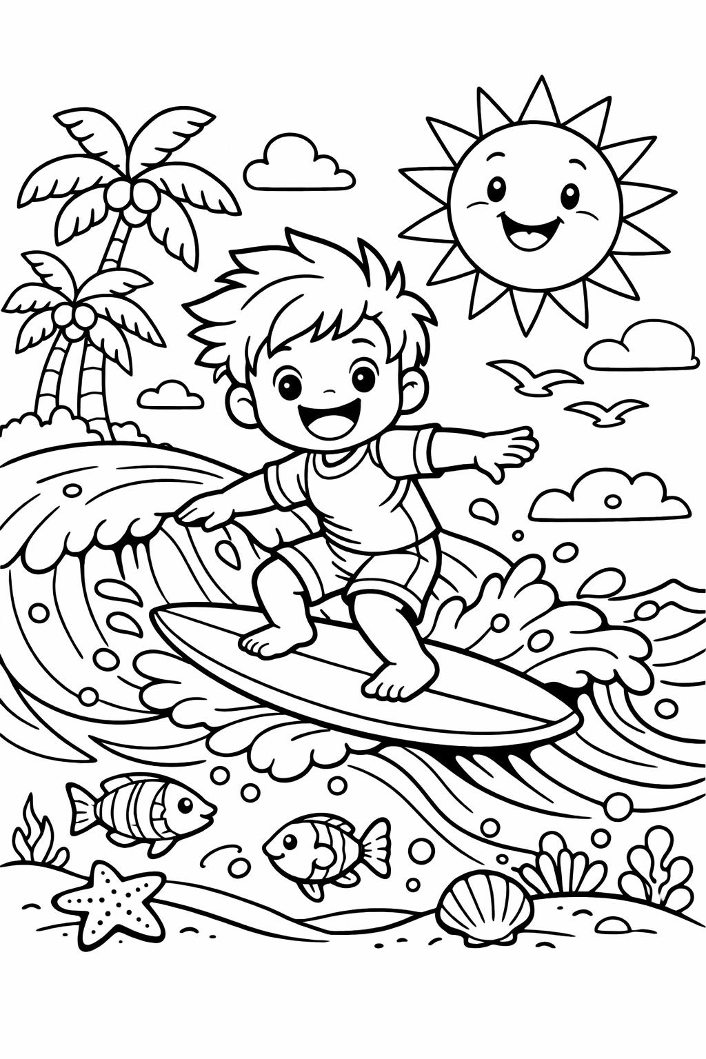 kids sports coloring page | active sports scene | energetic coloring sheet