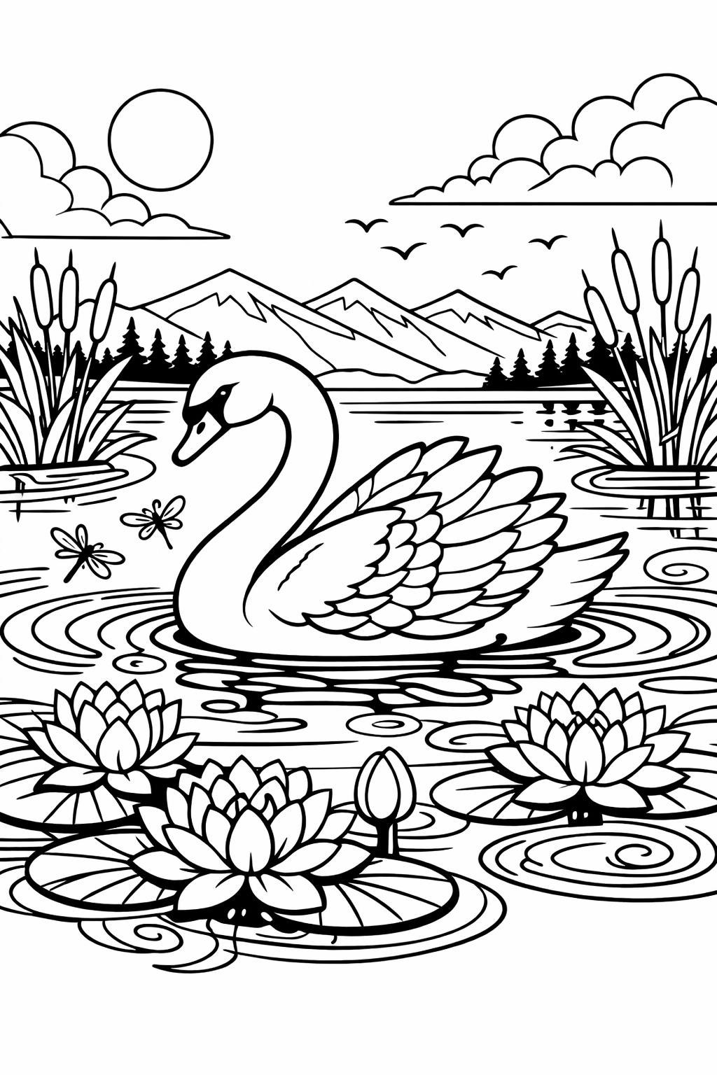 bird family coloring page | parent and baby birds | heartwarming artwork