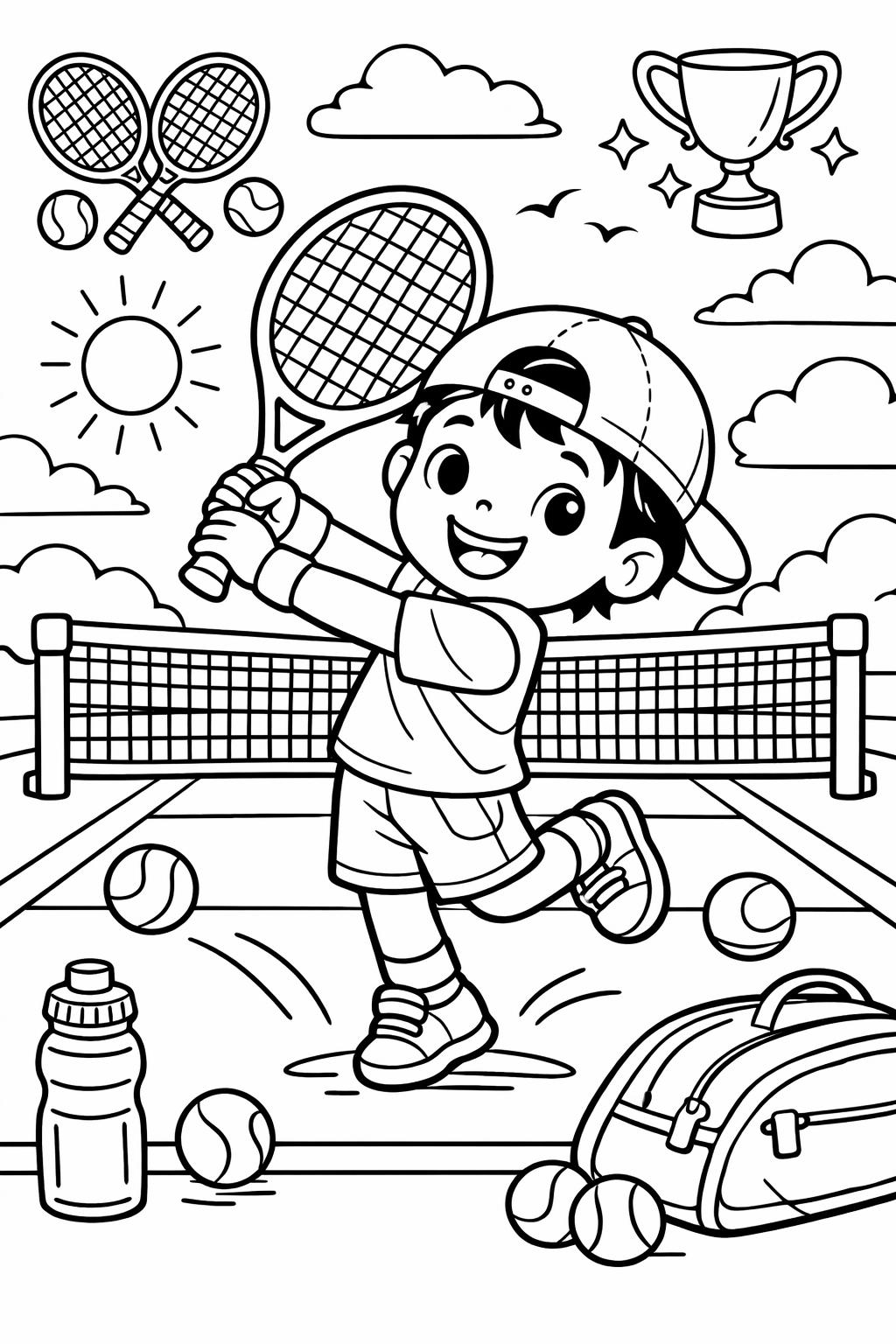 sports doodle coloring page | playful athletic sketches | creative sports sheet