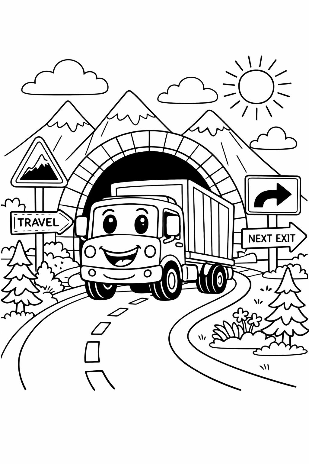 pickup truck coloring page | classic truck illustration | fun transport coloring page
