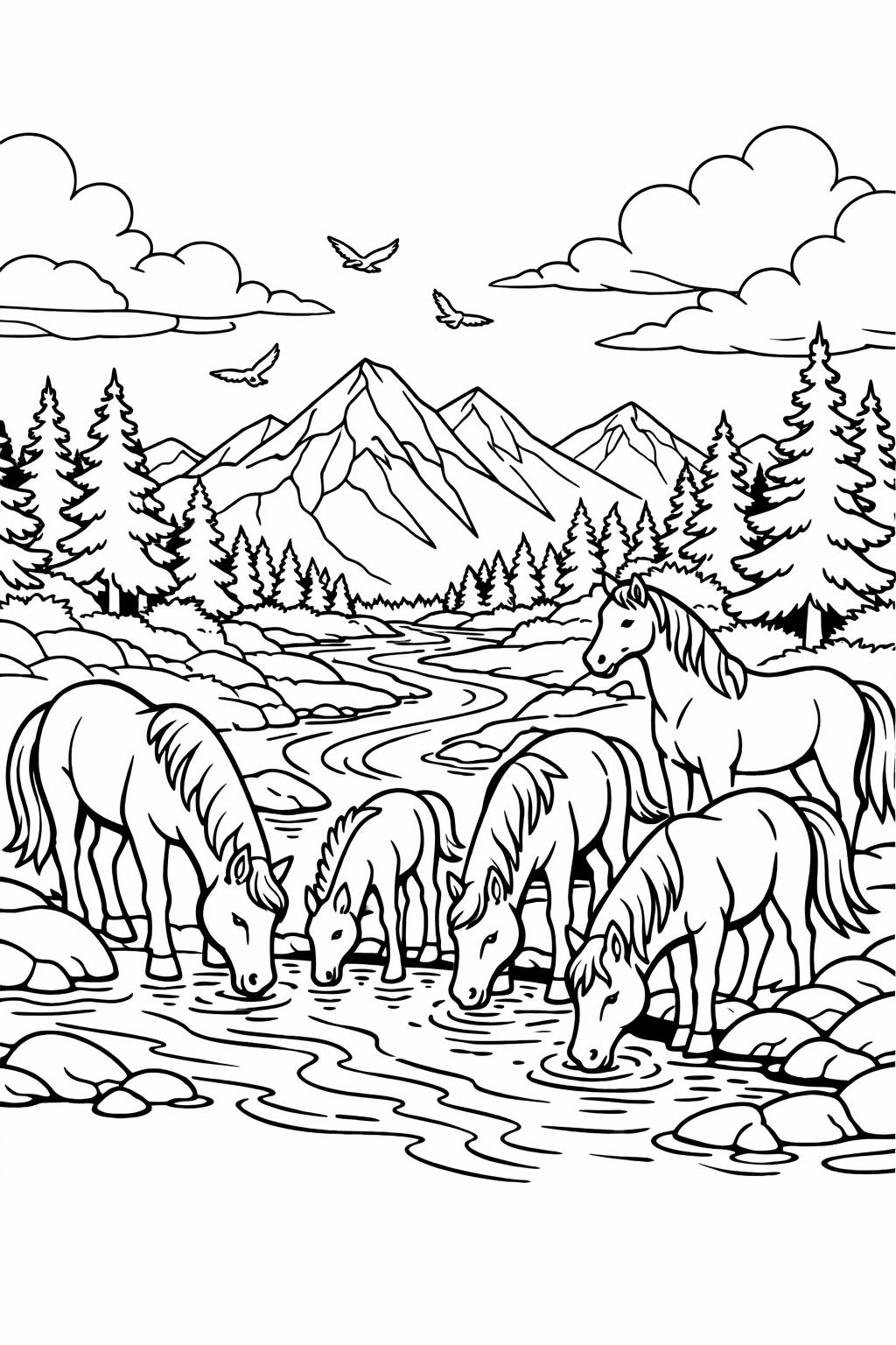 realistic horse coloring page | detailed horse artwork | nature coloring page