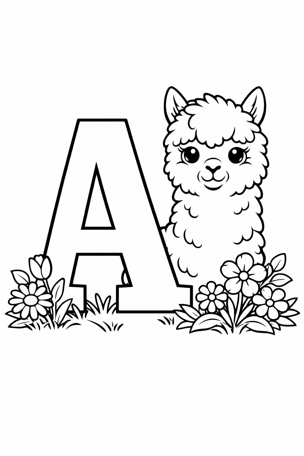 large letter A coloring page | bold alphabet design | preschool activity sheet