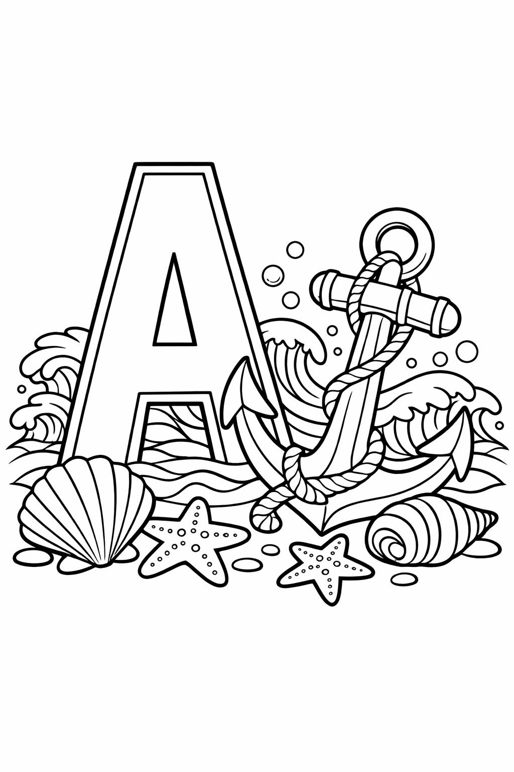 letter A objects page | words that start with A | educational coloring sheet