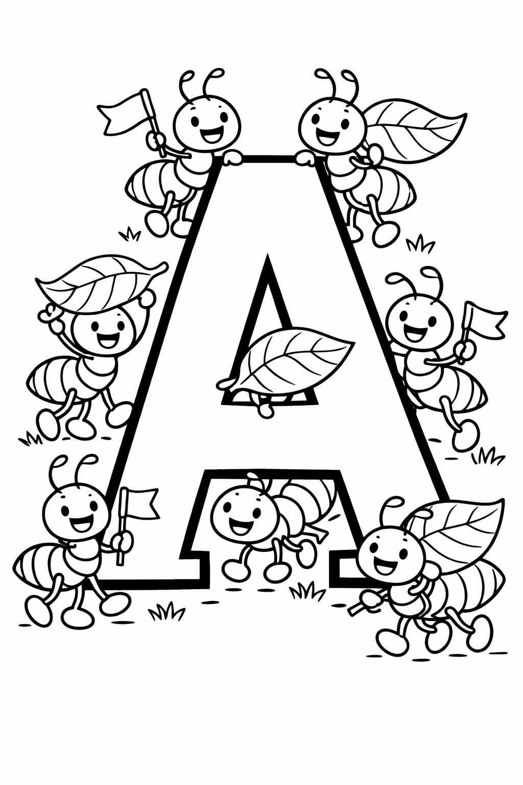 simple letter A coloring page | easy alphabet outline | beginner coloring activity