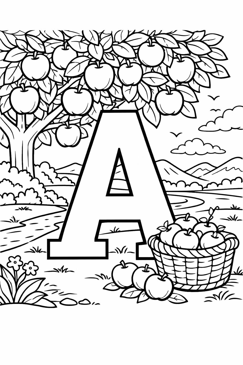 letter A doodle coloring page | creative alphabet artwork | printable kids activity