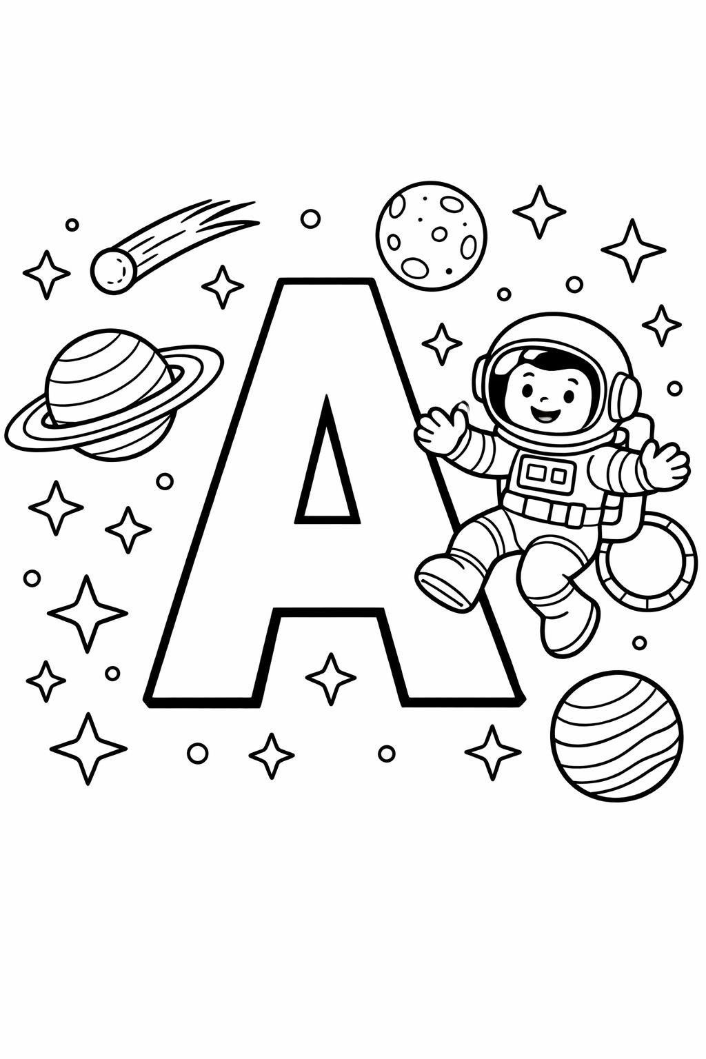 letter A and apple page | fruit themed alphabet activity | kids coloring page