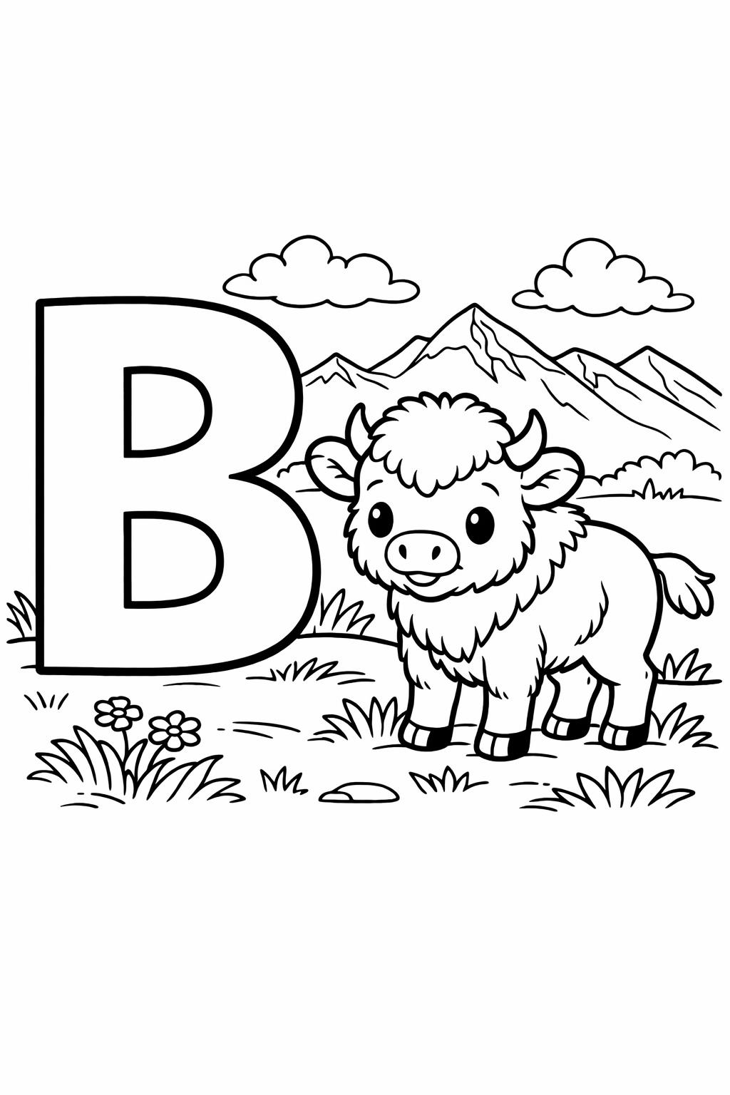 uppercase B coloring page | letter recognition practice | educational coloring sheet