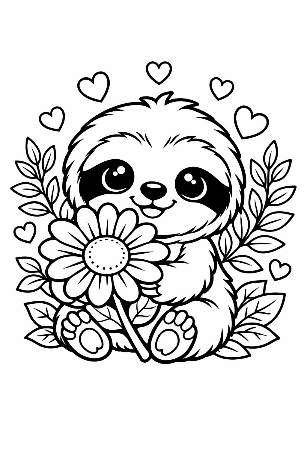 sloth nature coloring page | tropical wildlife design | relaxing coloring page