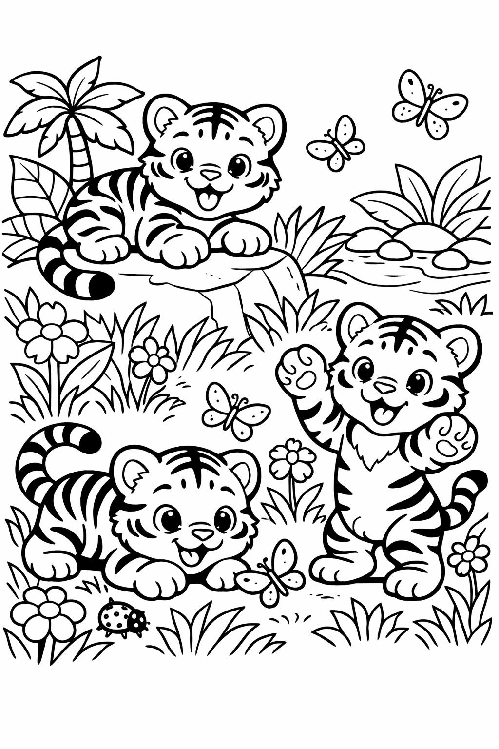 detailed tiger coloring page | intricate wildlife artwork | relaxing coloring sheet