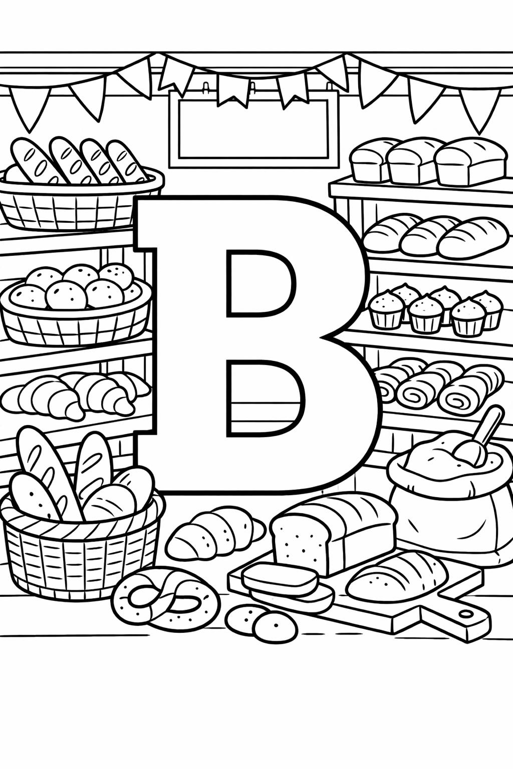 letter B animal coloring page | B is for bear | educational coloring sheet