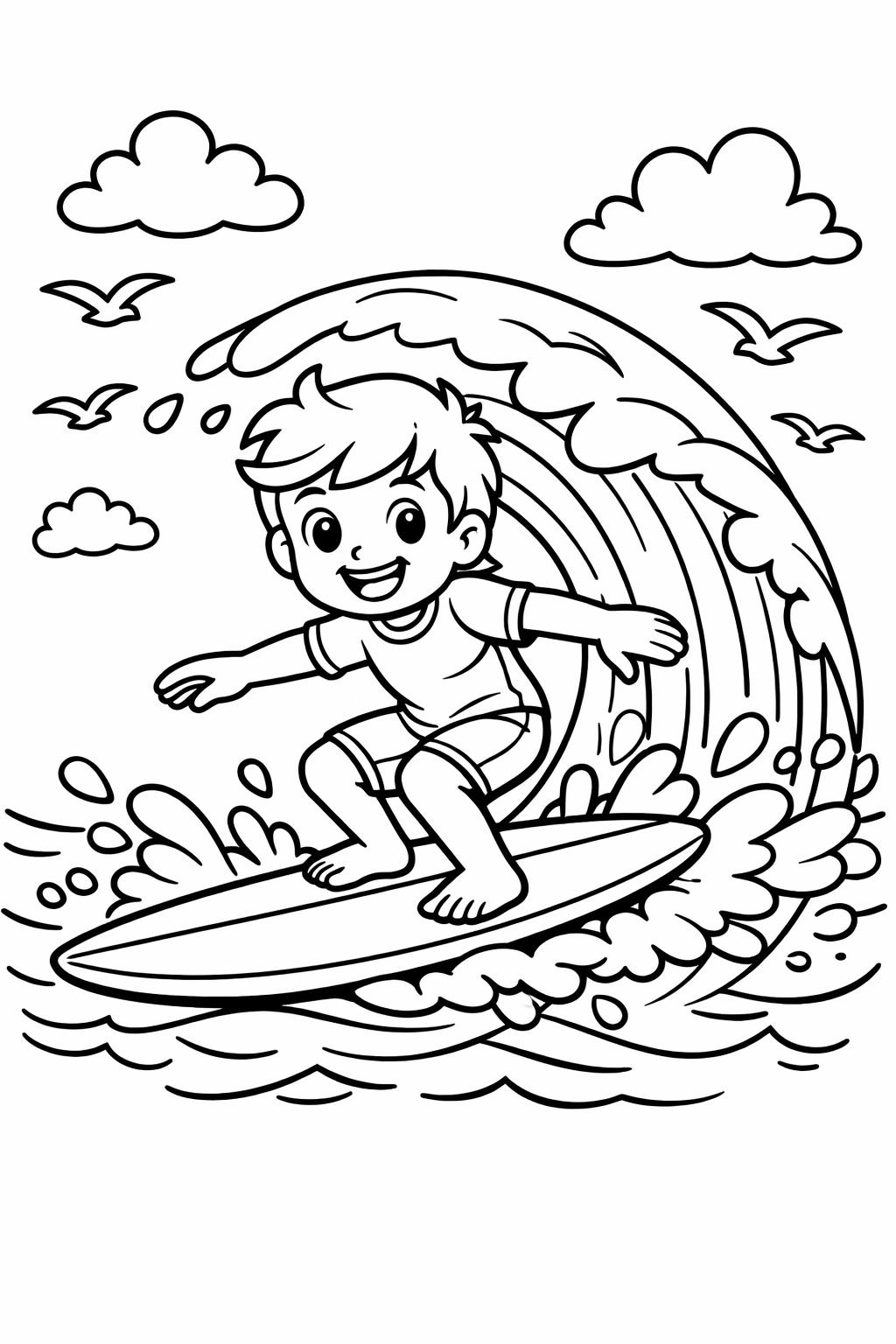surfing adventure coloring page | exciting ocean journey | printable beach activity