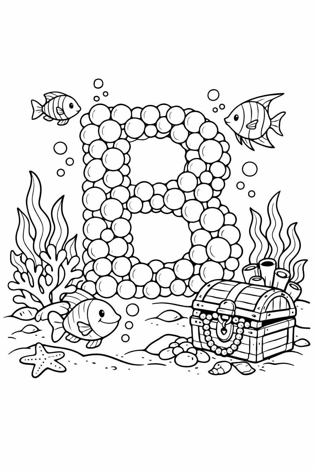 alphabet learning coloring page | letter B practice | educational printable