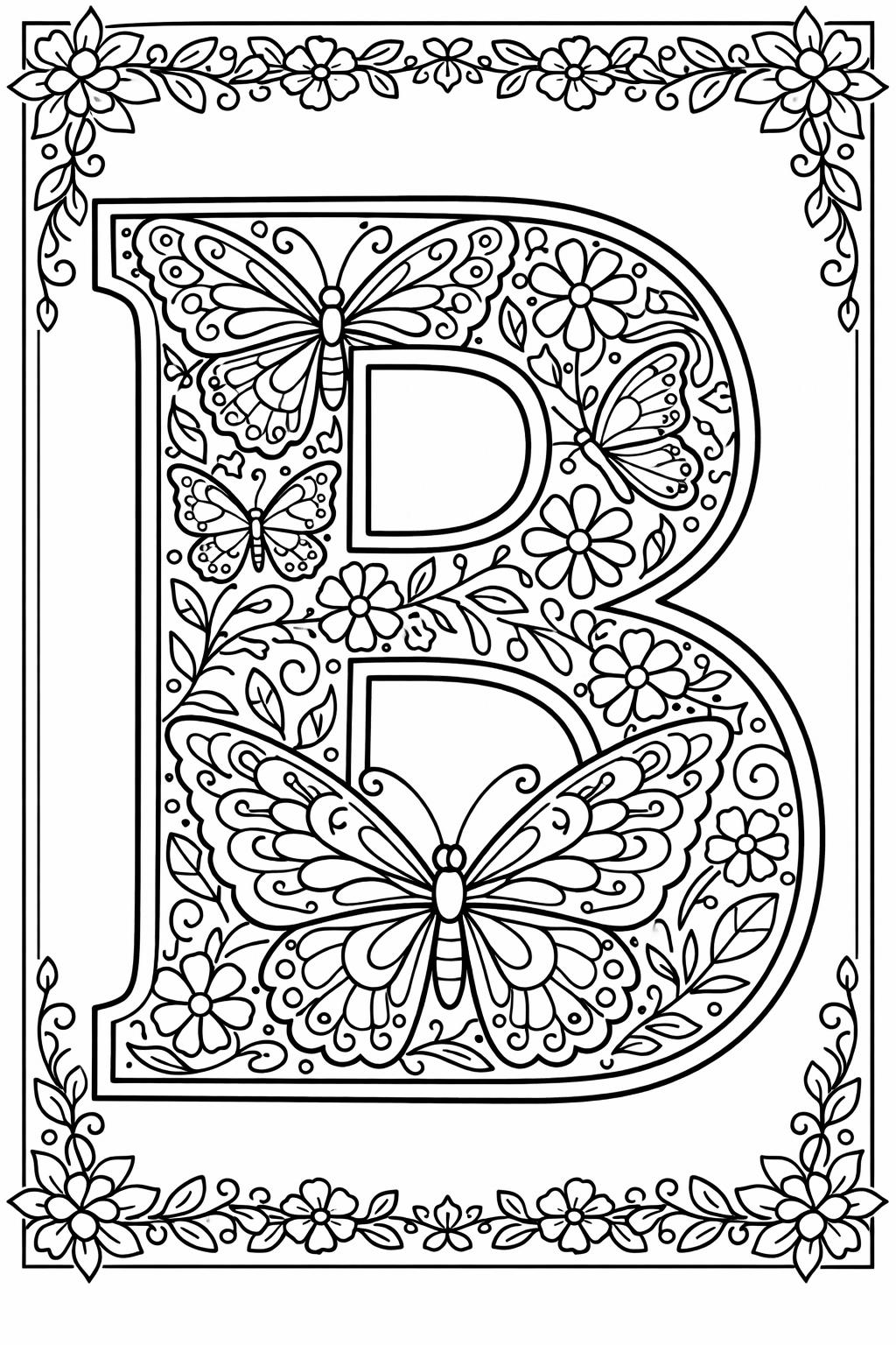 letter B tracing page | handwriting practice worksheet | educational coloring page