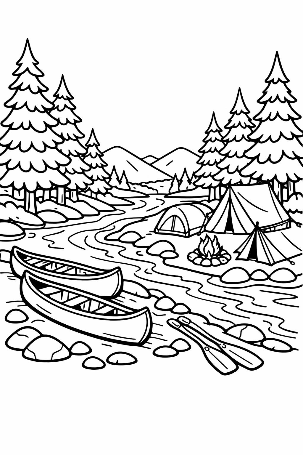 RV camping coloring page | road trip adventure | travel themed artwork