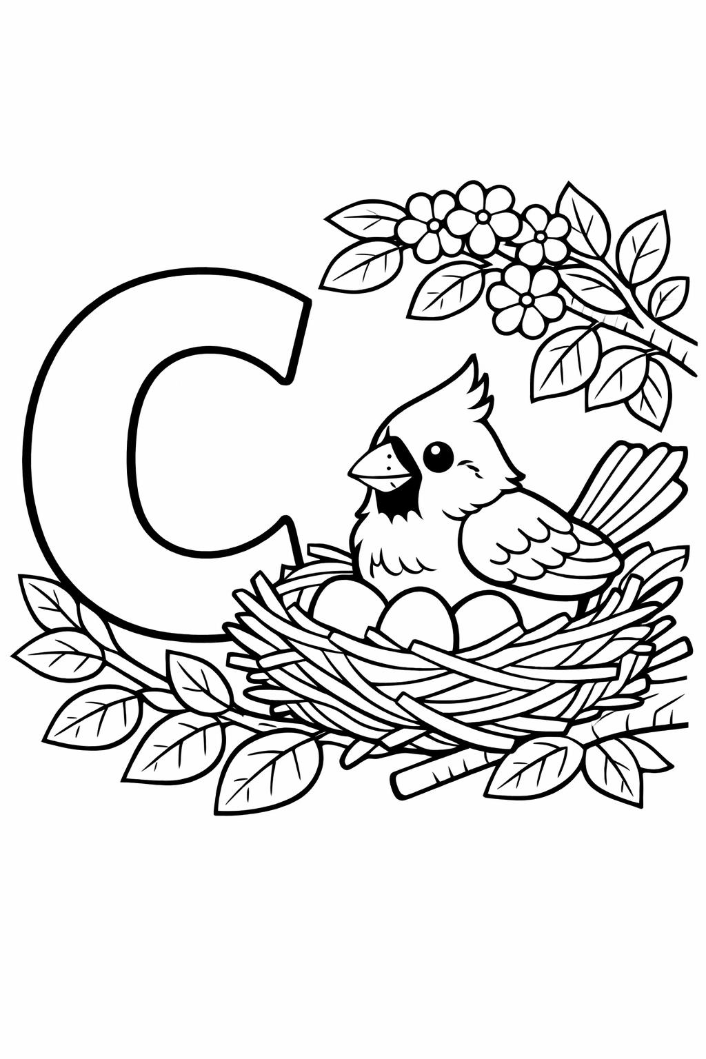 letter C objects page | words that start with C | educational coloring sheet
