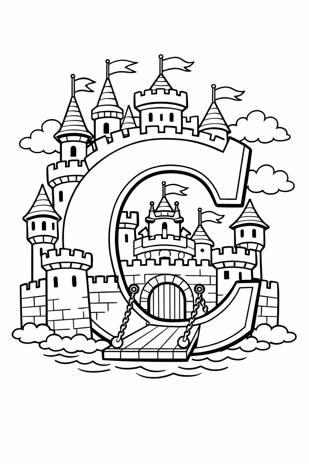 simple letter C coloring page | easy alphabet outline | beginner coloring activity