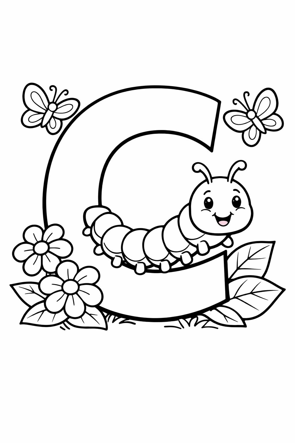 alphabet learning coloring page | letter C practice | educational printable
