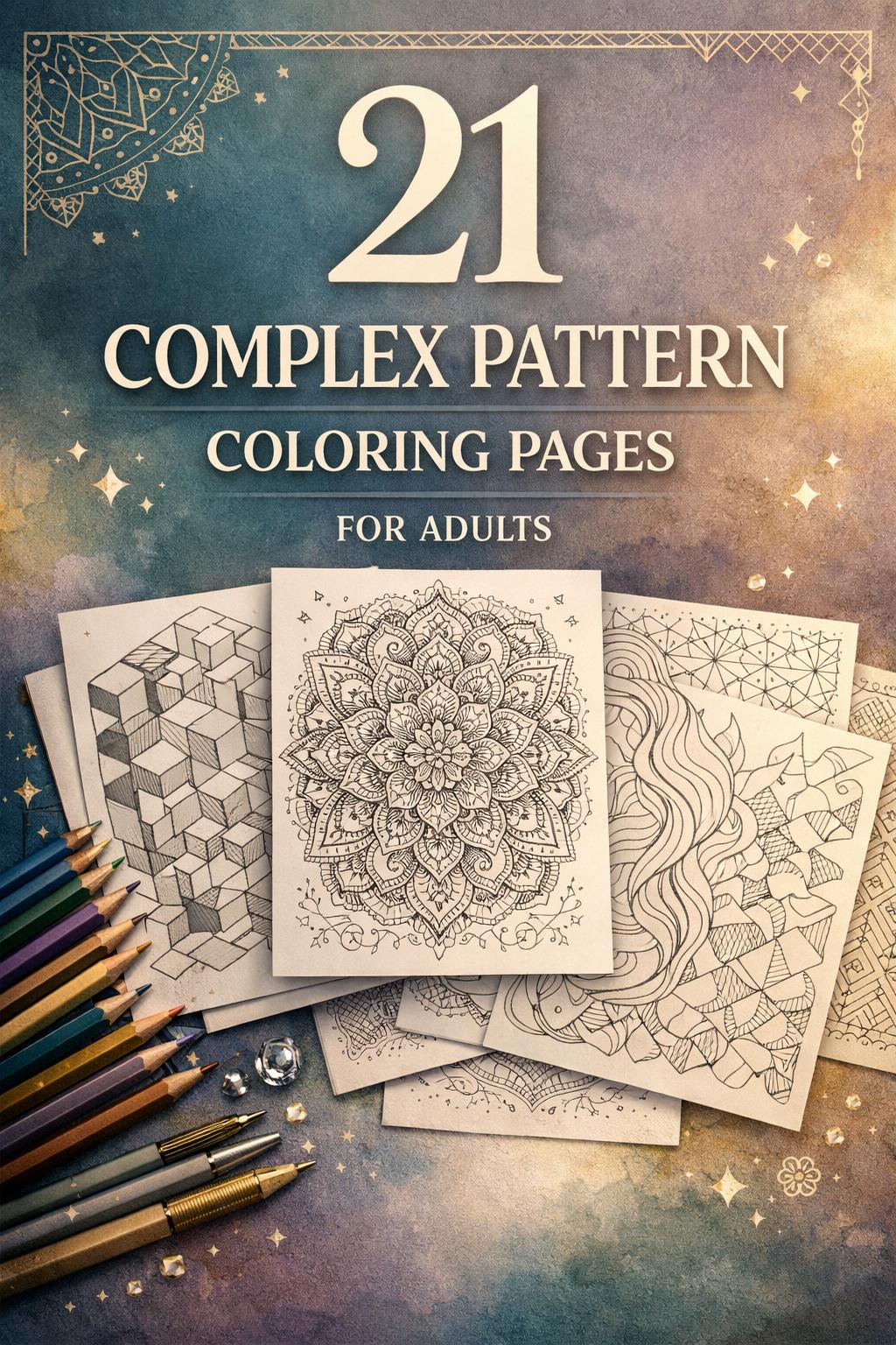 complex pattern coloring page | intricate design artwork | detailed coloring sheet