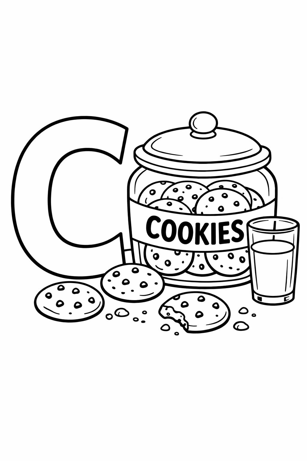 cartoon letter C coloring page | playful alphabet character | fun learning sheet
