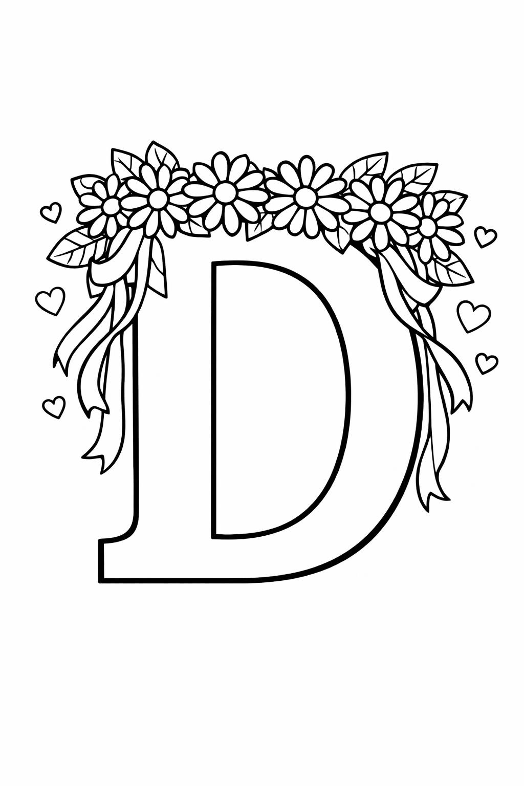 uppercase D coloring page | letter recognition practice | educational coloring sheet
