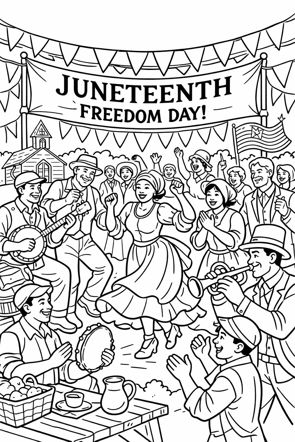 Juneteenth doodle coloring page | playful holiday sketches | creative coloring sheet