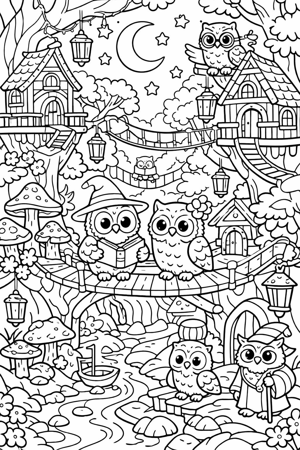 artistic owl coloring page | creative bird illustration | decorative coloring design