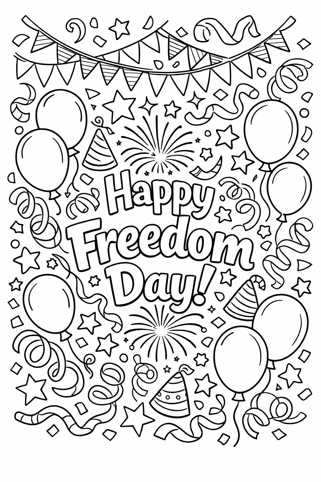 celebration banner coloring page | festive Juneteenth illustration | holiday artwork