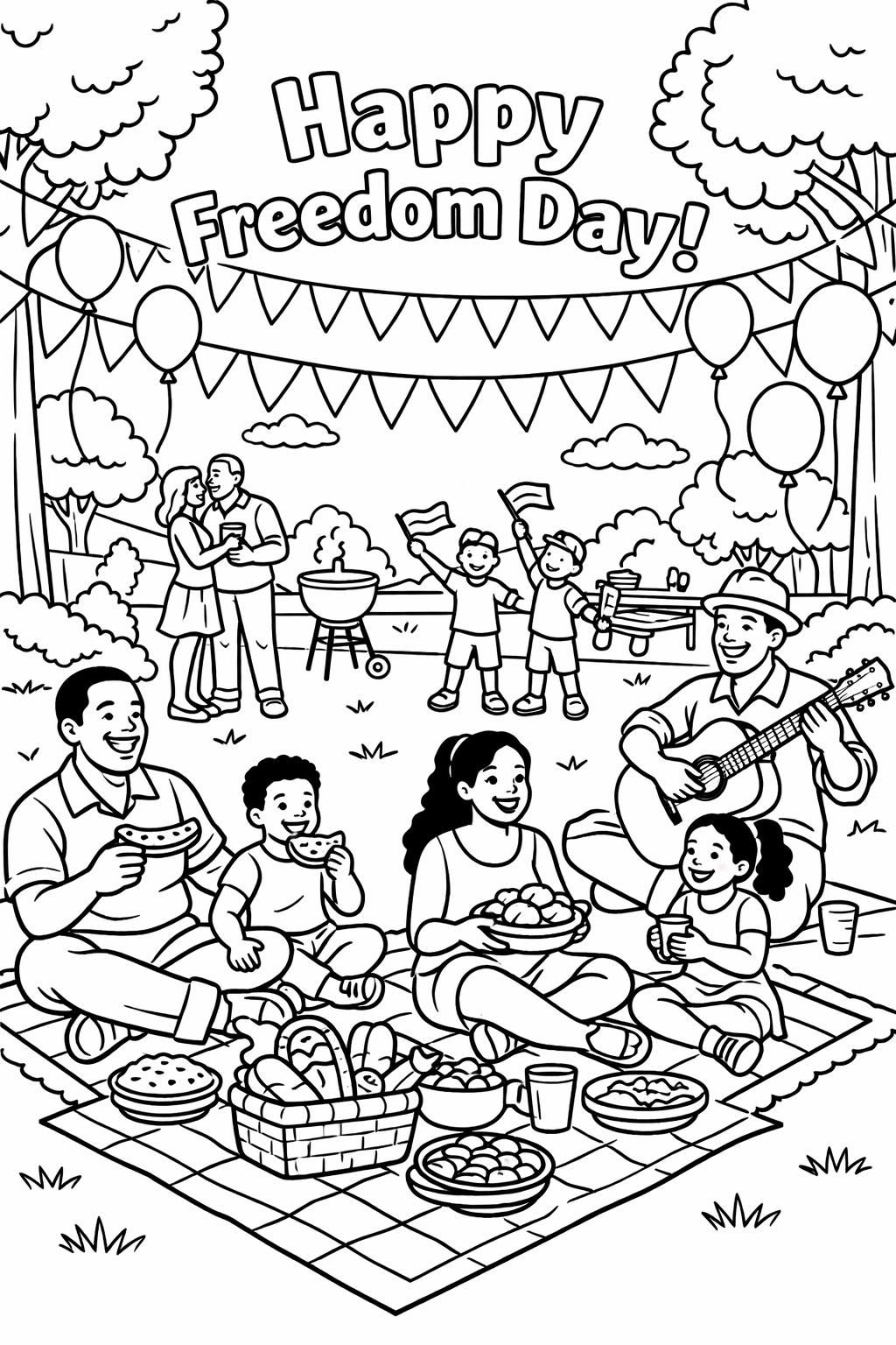 Juneteenth wreath coloring page | decorative holiday design | creative coloring sheet