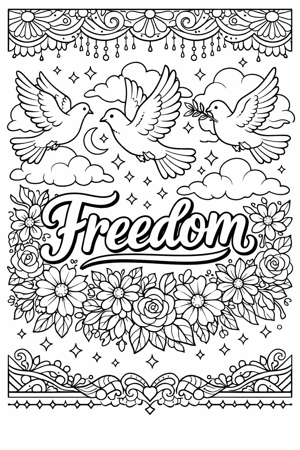 freedom stars coloring page | symbolic holiday artwork | cultural design page