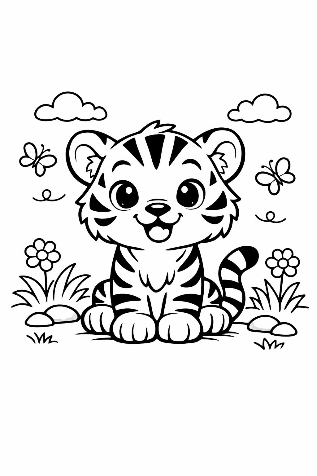 sleeping tiger coloring page | resting tiger design | calming animal page