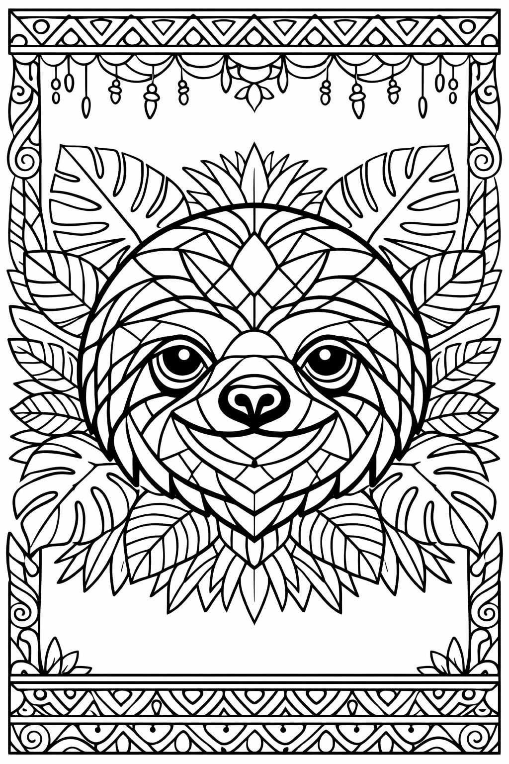 cozy sloth coloring page | relaxing animal scene | calming artwork