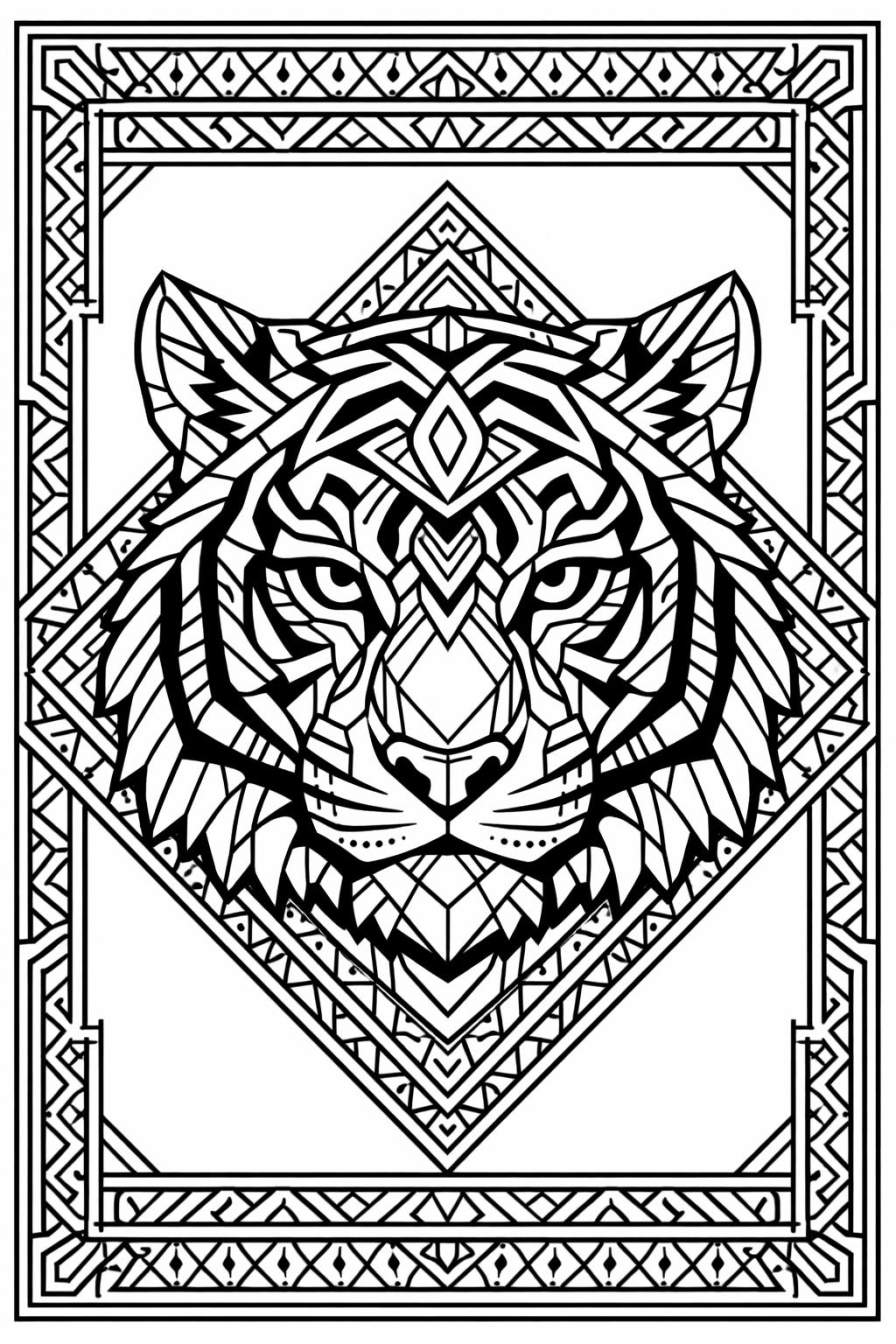 tiger pattern coloring page | decorative tiger motifs | creative artwork